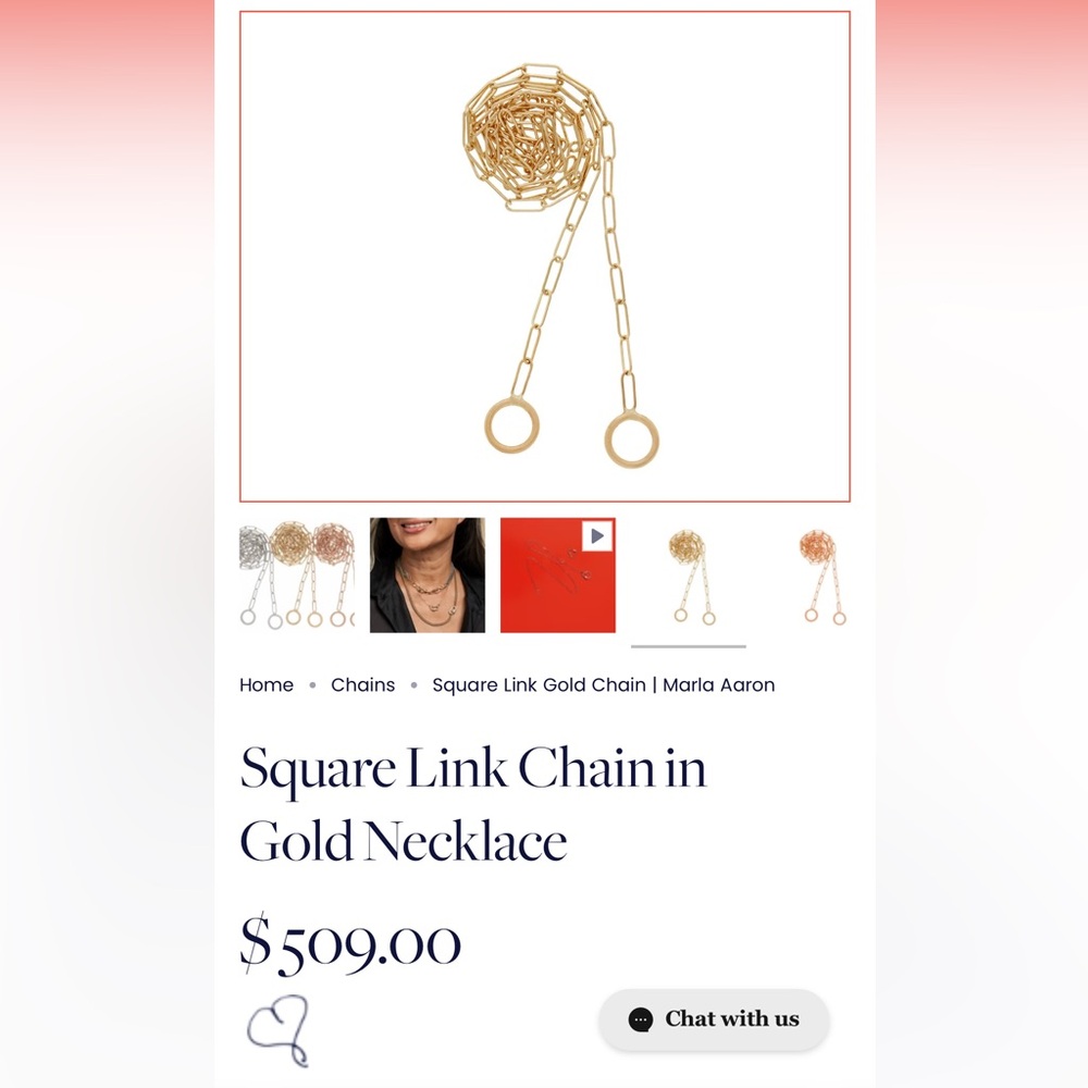 Marla Aaron Square link chain with two tone gold baby lock